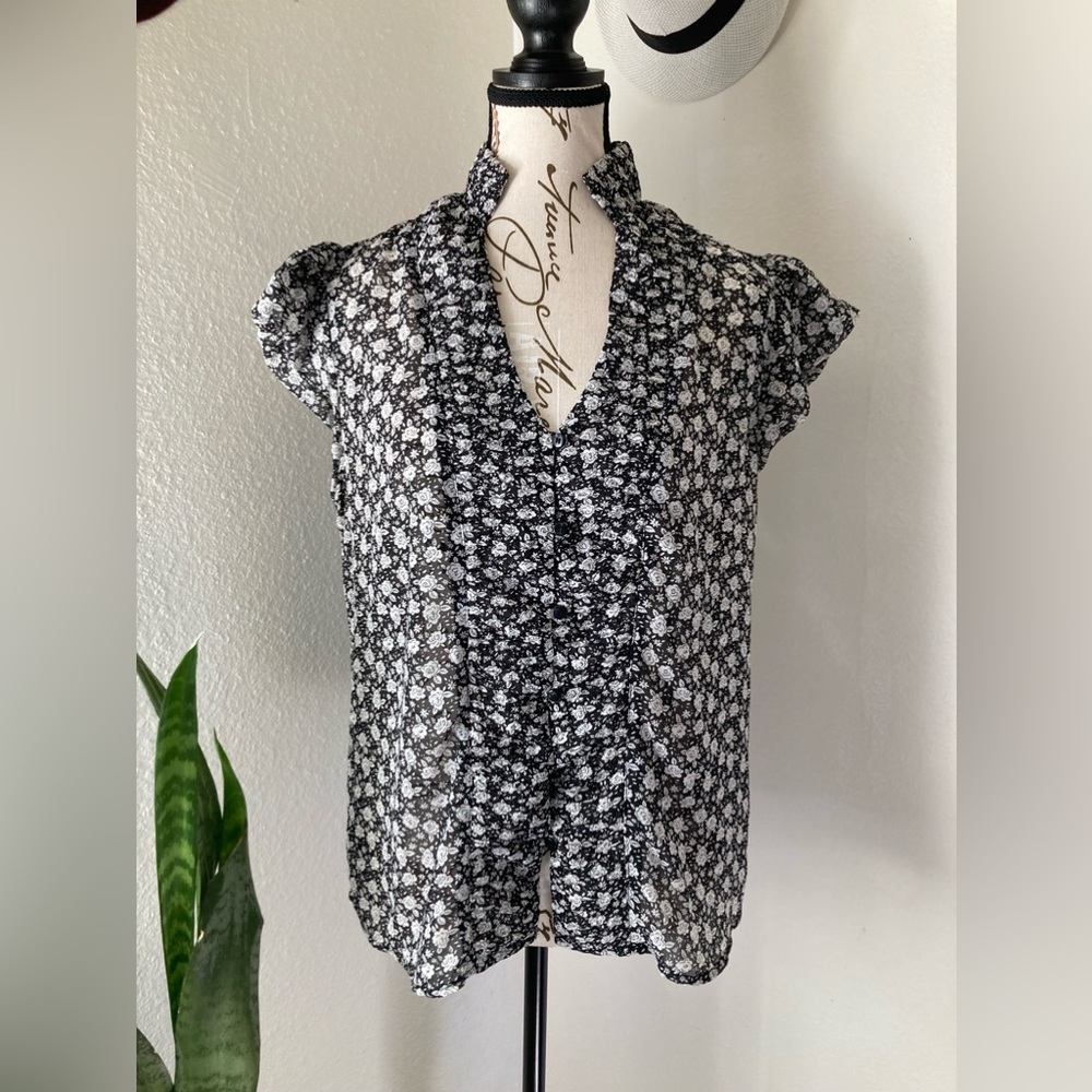 Allison Morgan Blouse black & white SZ: Lrg